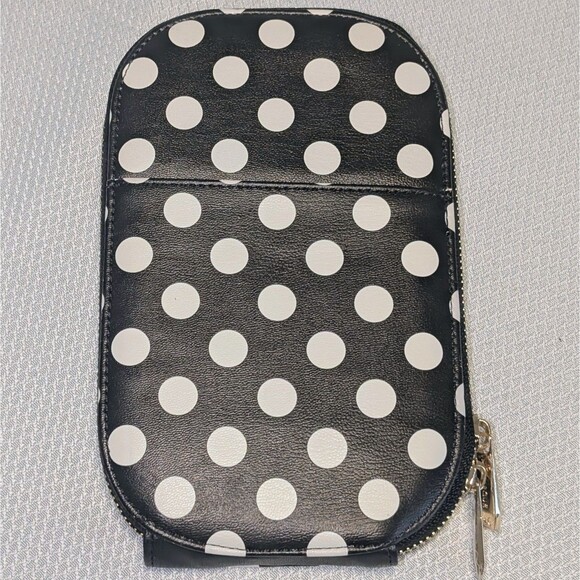 Monarque Black and White Polka Dot Crossbody Bag Clutch Durable Zip Closure - Picture 1 of 9